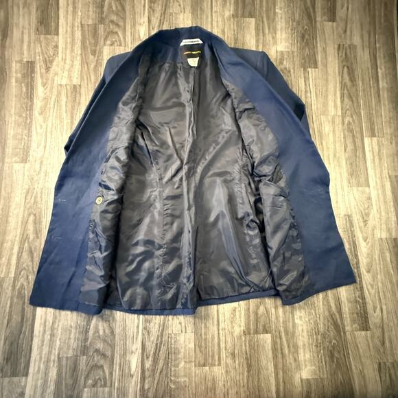 Harris Wallace Navy Blue Blazer Women’s Size 8 Double Breasted Crest Buttons - Picture 4 of 10